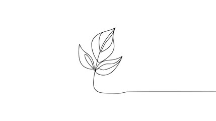 One line continuous of leaf, single line drawing art, tropical leaves.