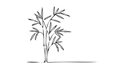 Single continuous line drawing of bamboo trees for plantation logo identity.