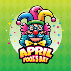 April fool's day, Clown Character, Colorful vector illustration, banner  flat design