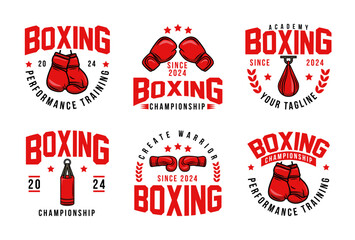 Boxing logo vector bundle, emblem set collections. Boxing logo badge template collection