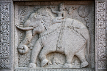 Elephant Stone Relief Carving at the Temple of the Sacred Tooth Relic