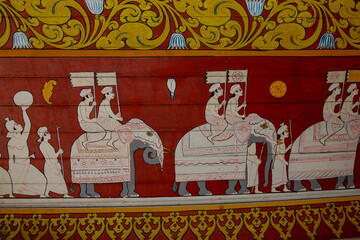 Kandyan Era (15th Century) Painted Wall Panel, Temple of the Tooth, Kandy, Sri Lanka