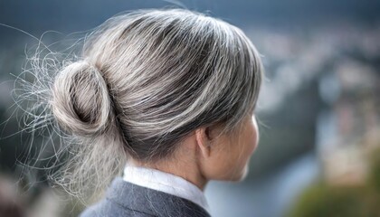 Generated image of grey hair on a head of a woman