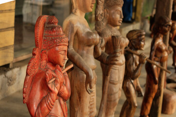 Wood Carvings for selling to tourists, Kandy, Sri Lanka