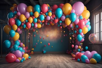 Fototapeta na wymiar Room Filled With Floating Balloons
