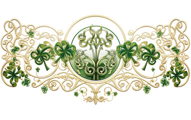 Festive Banner with Vibrant Green Clover Motifs for the Occasion Isolated on Transparent Background PNG.