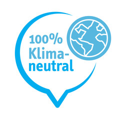 Klimaneutral - blauer Sticker mit deutschem Text - Vektor Illustration