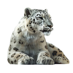 snow leopard isolated on transparent background, png