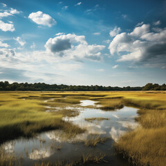 Obraz premium World Wetlands Day | A Breathtaking Sunset Paints a Serene Landscape in a Thriving Wetland 