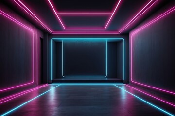 Neon-lit Empty Room