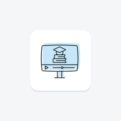 Obraz premium Online Courses icon, virtual courses, web courses, internet courses, e-courses color shadow thinline icon, editable vector icon, pixel perfect, illustrator ai file
