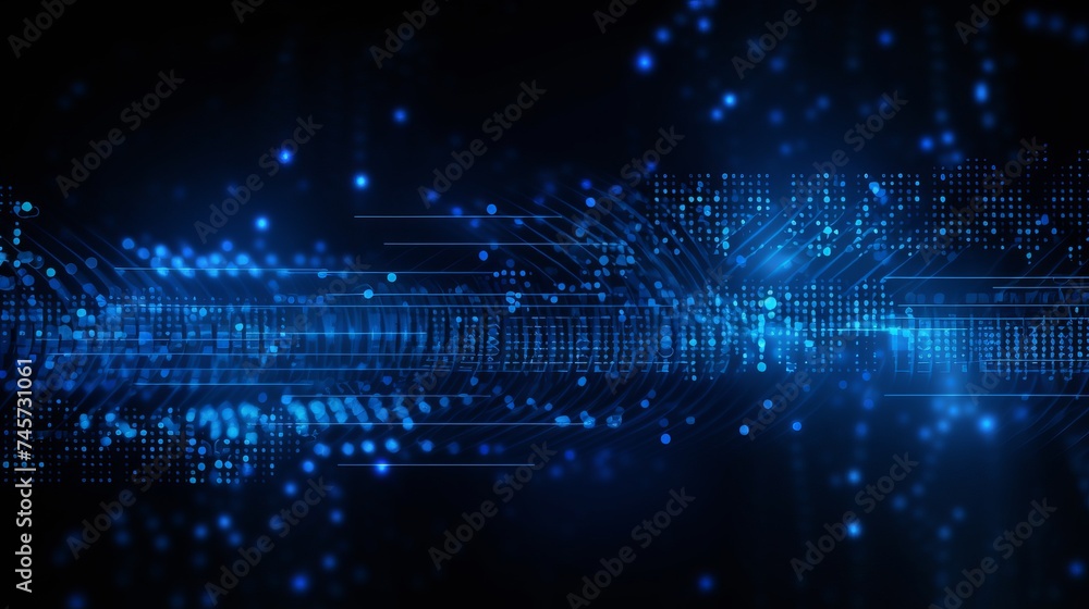 Poster abstract dark and blue digital background. big data digital code, data communication and transfer of