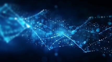Abstract dark and blue digital background. Big data digital code, Data Communication and Transfer of DNA Biology. Futuristic information technology concept