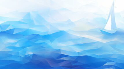 Abstract sea geometric background with triangles, water waves