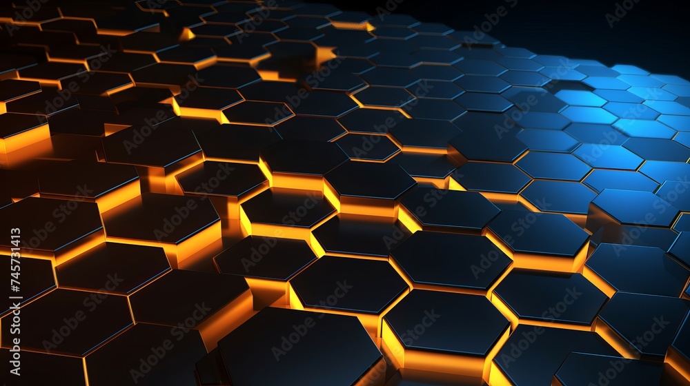 Poster abstract technological hexagonal background. 3d rendering