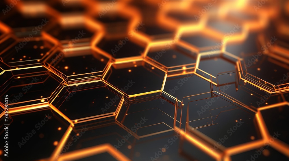 Poster abstract technological hexagonal background. 3d rendering