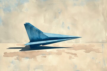 Flight of Imagination A Stunning Painting of a Paper Airplane Resting on a White Surface