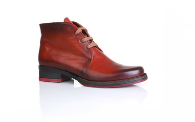 Orange red leather shoes men women