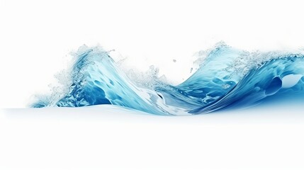 Blue sea wave with white foam isolated on white background