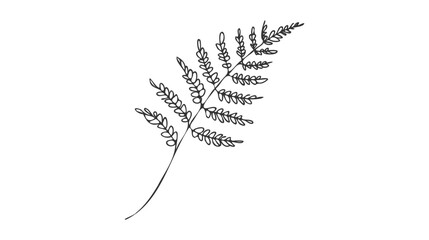 One line drawing fern. Continuous line exotic tropical plant