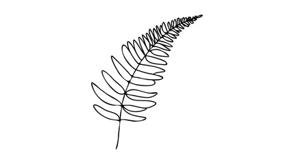 One line drawing fern. Continuous line exotic tropical plant