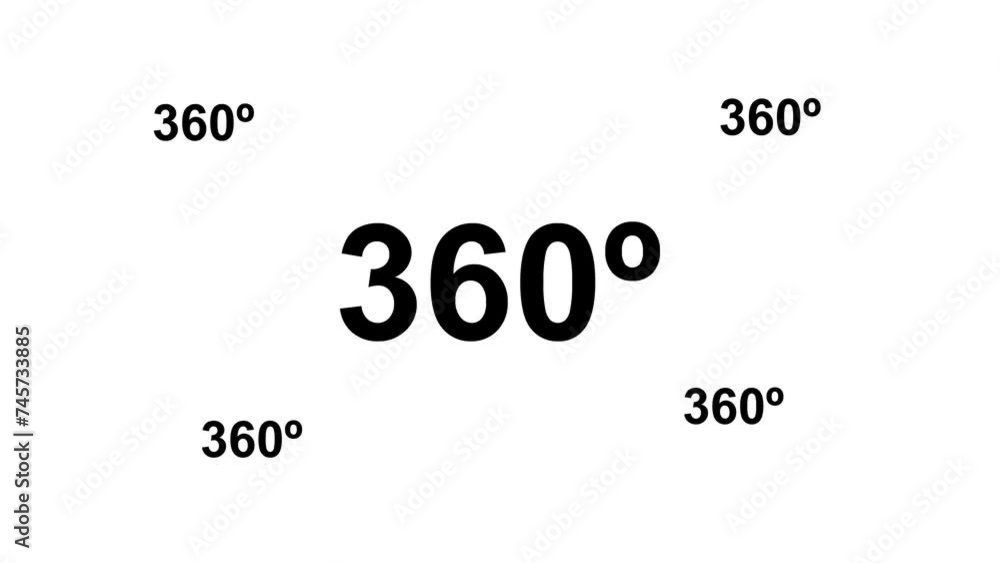 Poster zoom in and out animation the 360 degree symbol. large black symbol in the center and four small sym