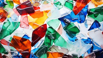 Crushed and color glass background / Abstract background / Recycling for a better tomorrow - obrazy, fototapety, plakaty
