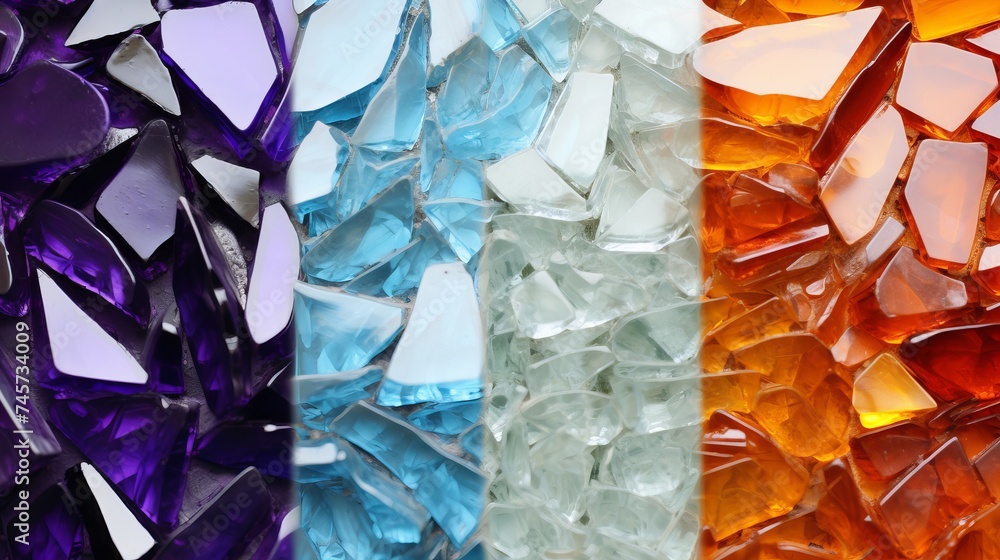Poster crushed and color glass background / abstract background / recycling for a better tomorrow