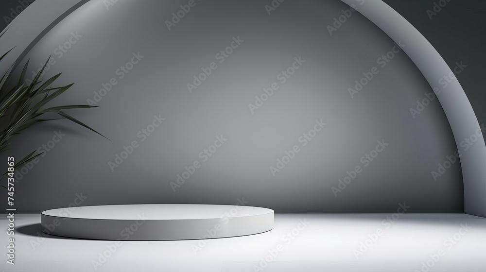 Poster gray background for product presentation with shadow and light from windows