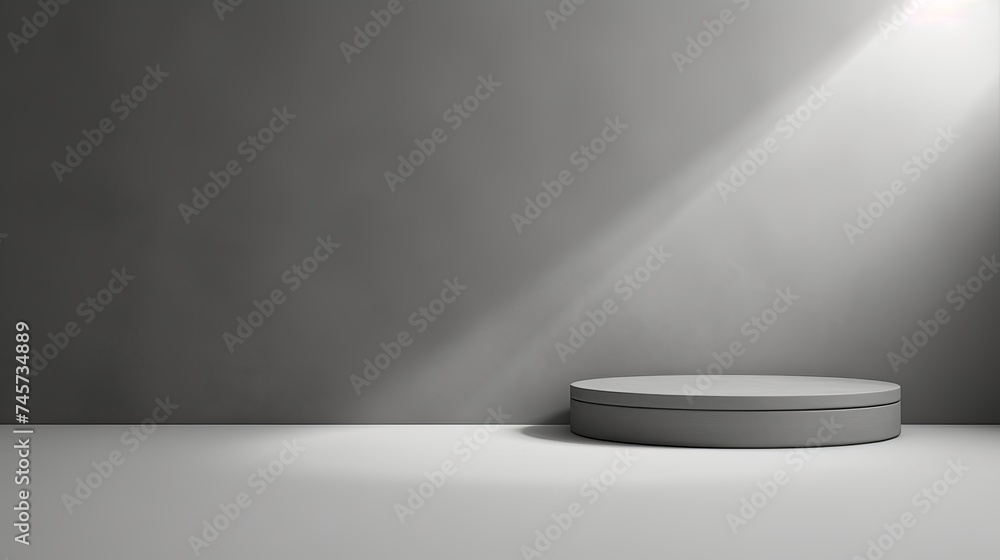 Poster gray background for product presentation with shadow and light from windows
