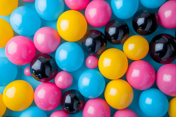 Fototapeta na wymiar Full-frame background of piled colorful plastic balls
