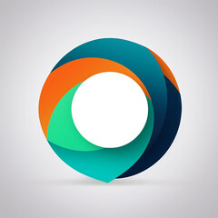 Obraz premium simple circular logo in blue, green and orange color, artistic, white inside and bench background сreated with Generative Ai