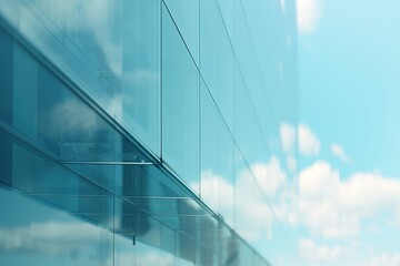 Modern office building with blue sky, and glass, blurred montion effect image background