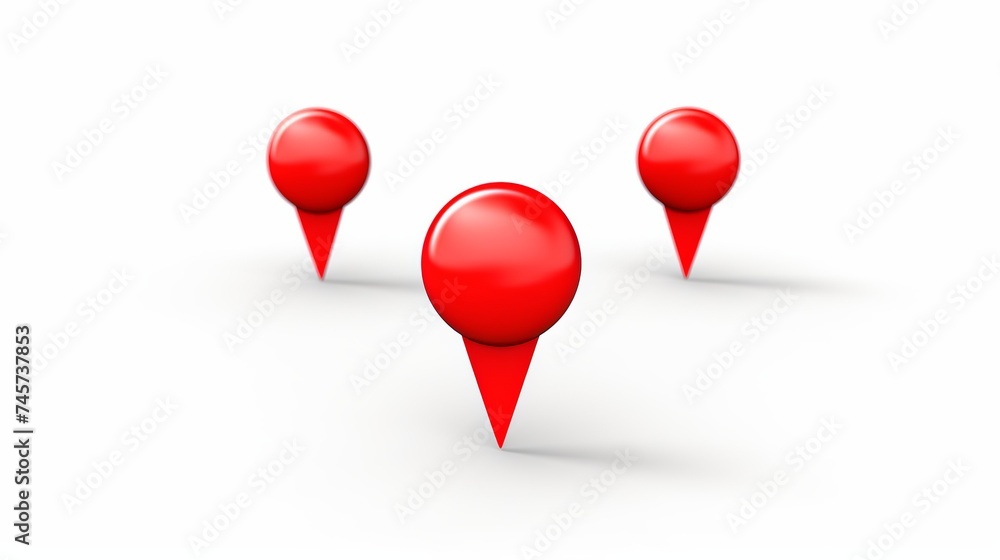 Fototapete 3d icon realistic style red glossy location map pin gps pointer markers illustration for destination