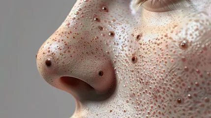Muurstickers A realistic and detailed 3D render of a nose with blackheads and acne © Sataporn