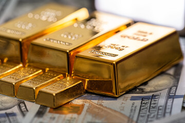  finance trading investment with gold bars or dollar paper money