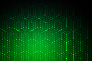 Dark green gradient cubed blockchain background gradient banner