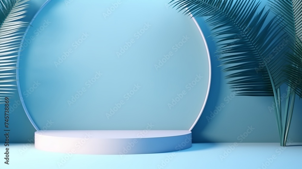 Poster abstract gradient blue studio background for product presentation. empty room with shadows of window