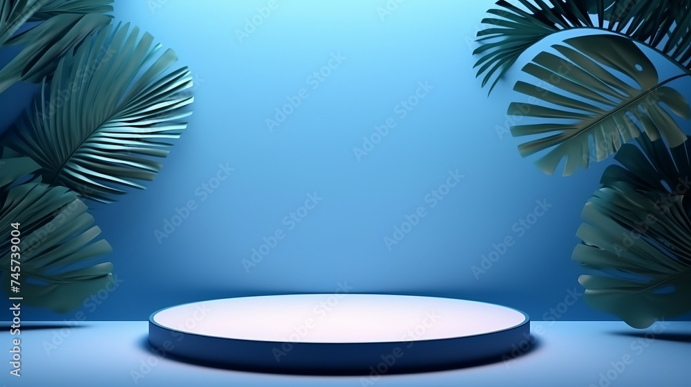 Aufkleber abstract gradient blue studio background for product presentation. empty room with shadows of window