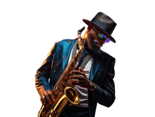 A saxophonist in his hobby music.