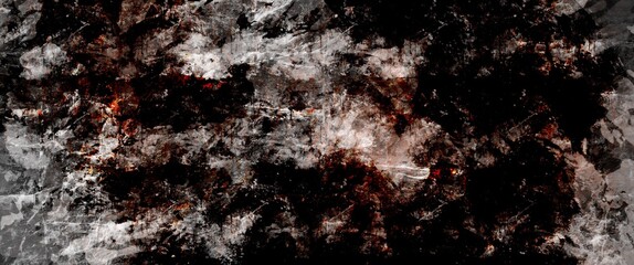 Dark stone texture, abstraction in shades of black, gray, orange and red