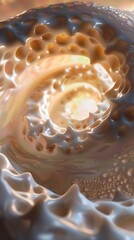Honey and Milk Vortex - A mesmerizing 3D render of a swirling vortex where honey and milk intertwine, symbolizing unity and the natural sweetness of life