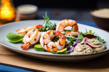 Fresh Shrimp Salad on White Plate