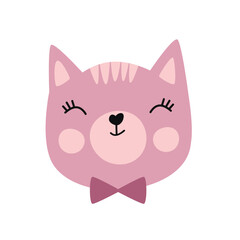 Cute little cat boy with the bow tie. Vector illustration