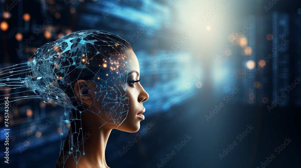Poster artificial intelligence machine learning business internet technology concept