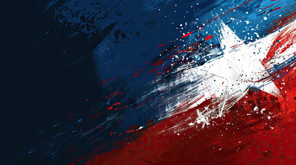 texas abstract grunge painted flag horizontal background with copy space - AI Generated Abstract Art