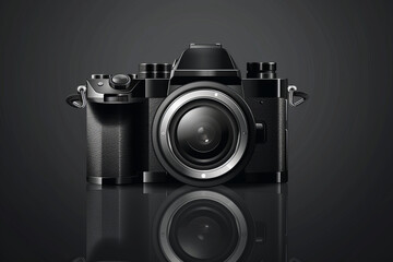 Modern camera image against background, front view