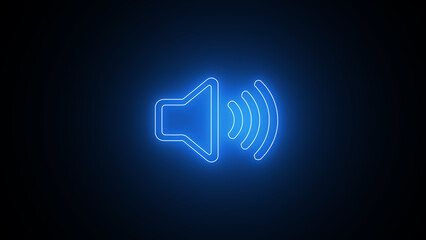 Neon glowing audio speaker volume icon. Neon speaker icon. Bright neon word sign. Bright neon line volume icon isolated on black background. Sound control icon. © MD. MUNNA ISLAM