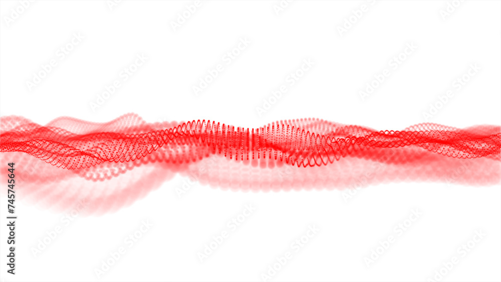 Poster particles wave animation. data wave or water waves slice background. looped. dot terrain cold waves.