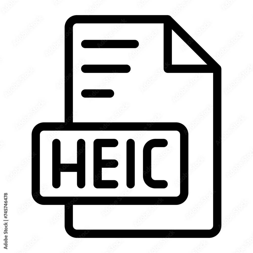Poster heic icon outline style design image file. image extension format file type icon. vector illustratio